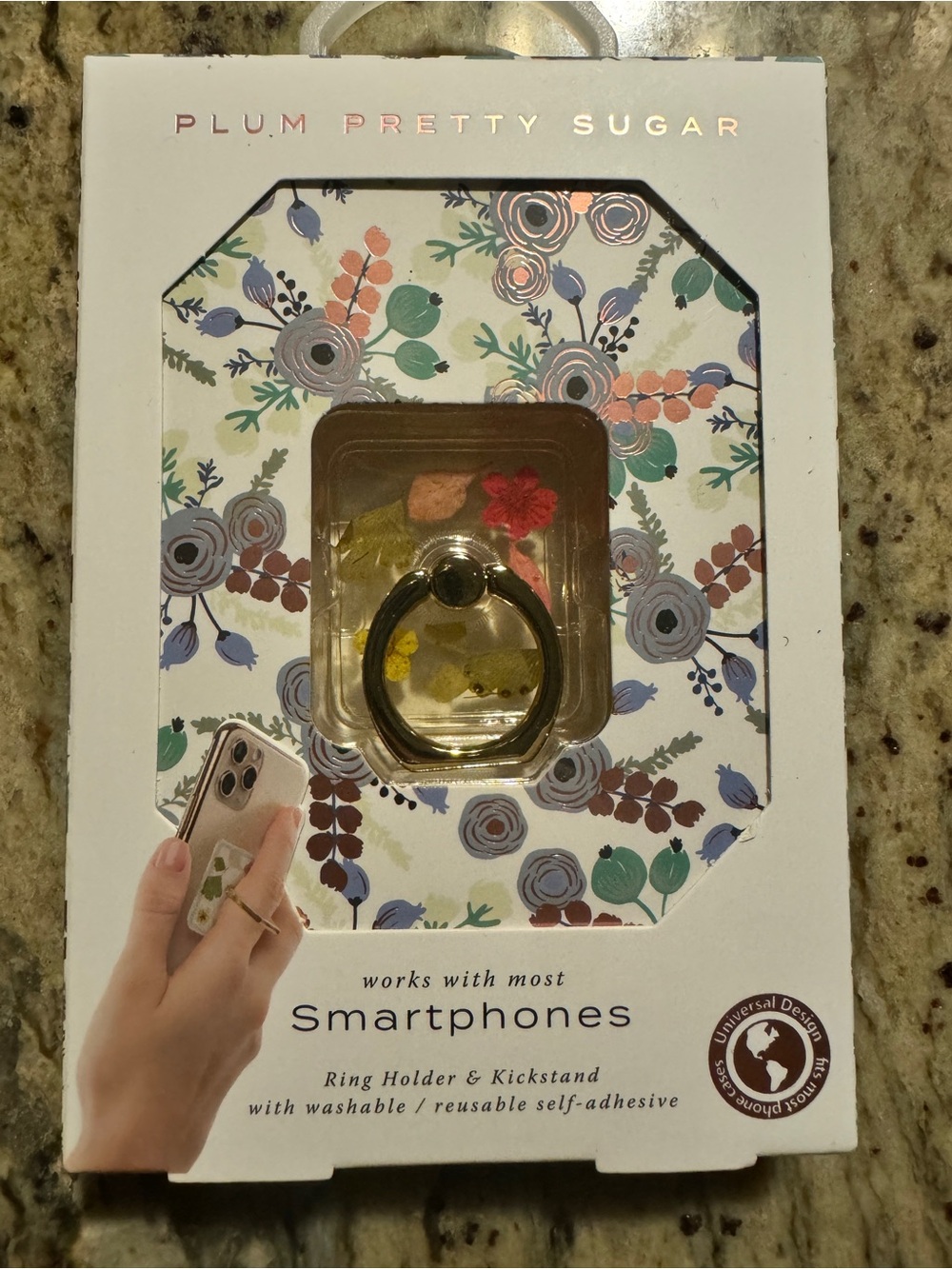 NWT Plum Pretty Sugar Pressed Floral Smartphone Ring Holder & Kickstand